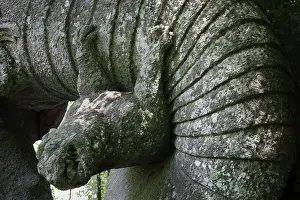 Ligorio: Statue of dragon fighting, Garden of Bomarzo