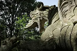 Ligorio: Statue of dragon fighting, Garden of Bomarzo