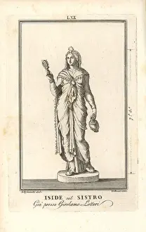 Sistrum: Statue of the Egyptian goddess Isis with sistrum