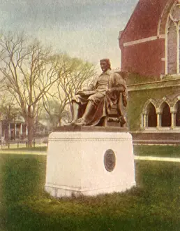 Instructing: Statue of John Harvard. Cambridge