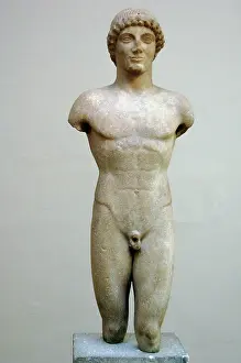 Aegean: Statue of a Kouros. The Strangford Apollo. 500-490 BC. From