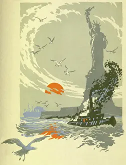 Seagulls: Statue of Liberty