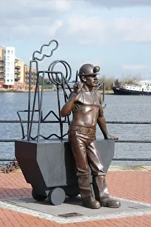 Coalmining: Statue of a Miner at the Old Bute Docks, Cardiff