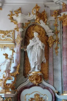 Donau: Statue in niche, Golden Hall, Dillingen, Bavaria, Germany