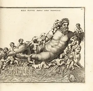 Bushel: Statue of the River Nile leaning on a sphinx