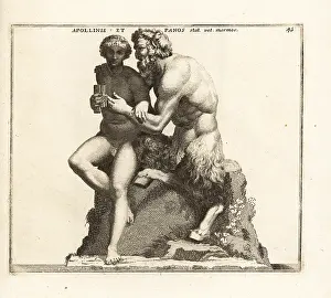 Syrinx: Statue of Roman god Pan and the shepherd Daphnis