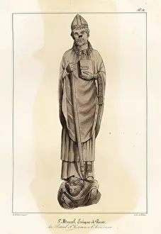Treuttel And Wurtz: Statue of Saint Marcellus, 360 - oae436, 9th Bishop of Pari