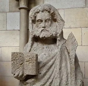 Weathered: Statue of St Thomas, Rouen cathedral, Normandy, France