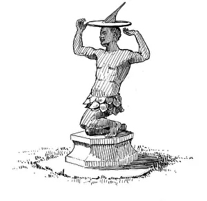 Knelt: A statue with a sundial resting on its head