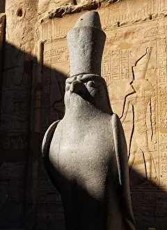 Edfu: Statue, Temple of Horus, Edfu, Egypt