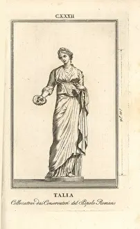 Popolo: Statue of Thalia, muse of comedy, with mask and trumpet