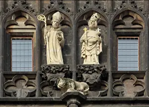 Statues on Old Town bridge tower, Prague, Czech Republic