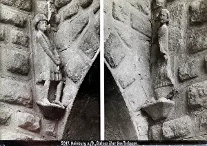 Donau: Statues of the town gate in Hainburg