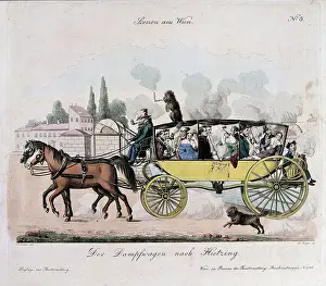Hietzing: The steam car to Hietzing Colored copper