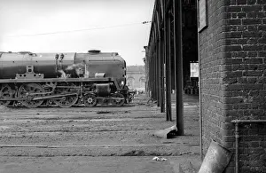 34013: Steam engine outside Nine Elms New Shed