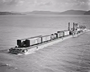 Steam Engine Paddlewheel Tow Boat Pushing Railroad