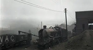 Polluted: Steam engine in a smoky atmosphere
