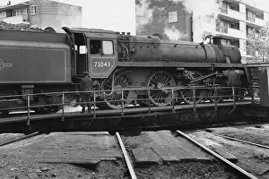 Elms: Steam engine on turntable at Nine Elms