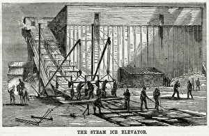 Storehouse: Steam ice elevator, Hudson River 1875