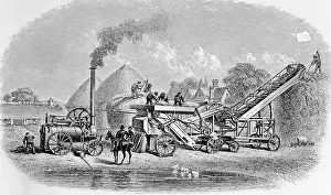 Operates: Steam powered threshing machine, around 1850