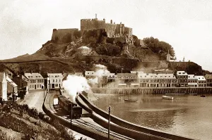 Orgueil: Steam railway, Mount Orgueil Castle, Jersey, Channel Islands