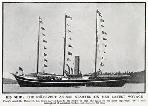 Peary: The steam-ship Roosevelt departing for the Arctic, 1908