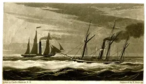 Steamships: Steam ships at night with lights to the foremast head