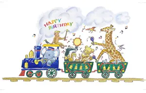 Kaoru: Steam train with animals and Happy Birthday