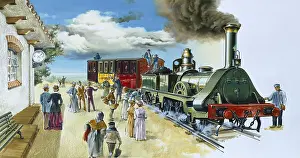 Vapour: Steam train arriving at a station at the beginning