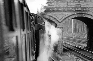 Weymouth: Steam train going under a brick arched bridge