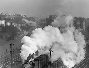 Euston: Steam train leaving Euston Station