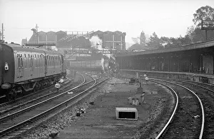 Dempster: Steam train standing at Bournemouth Station