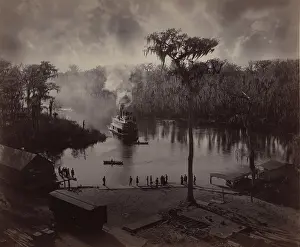 Riverboats: Steamboat approaching dock, at Silver Springs, ?
