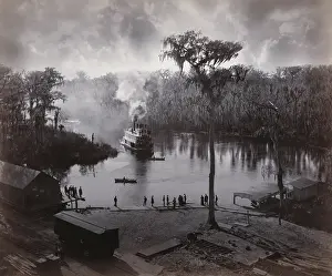 C1886: Steamboat approaching dock, view from the Morgan house, Silv