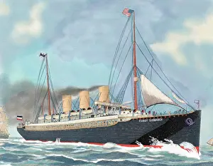 Lifeboat: Steamboat Furst Bismarck. Engraving. 19th century