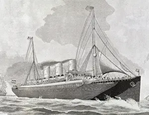 Lifeboat: Steamboat Furst Bismarck. Engraving. 19th century