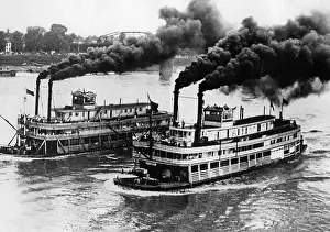 Greene: Steamer race on the Ohio, 1928