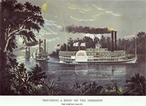 Steamships: Steamships on River