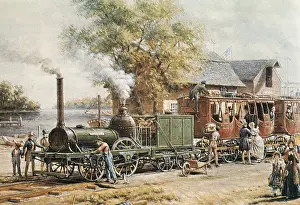 Vapour: Steamtrain (1850) in New Jersey. Engraving