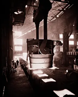 Ingots: Steel Mill Interior Large Crucible Full of Molten