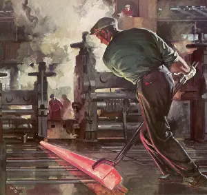 Skirmish: Steelworker Rolling Bars of Metal