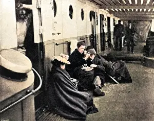 Steerage: Steerage passengers on an emigrant ship, outside cabins