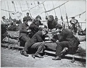 Emigrating: Steerage passengers on an emigrant ship, recreations
