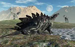Stuck: A Stegosaurus and Allosaurus caught in a deadly mud pit