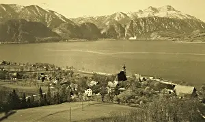 Attersee: Steinbach at Lake Attersee. View from high up on the