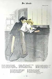 Writes: Steinlen, Theophile Alexandre Sie schreibt:- She