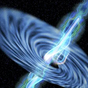 Orbit: A stellar black hole emits streams of plasma from its event