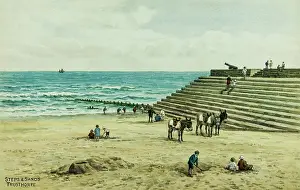 Lincs: Steps and beach, Trusthorpe, Lincolnshire