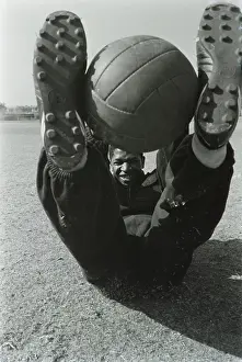 Kalamazoo: Steve Mokone exercising the leg muscles