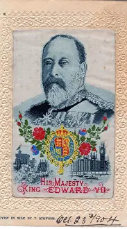 Halfpenny: Stevens silk postcard of King Edward V11